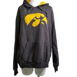 University of Iowa Grey Hoodie Sweatshirt Pull Over XL Embroidered Hawkeye Herky